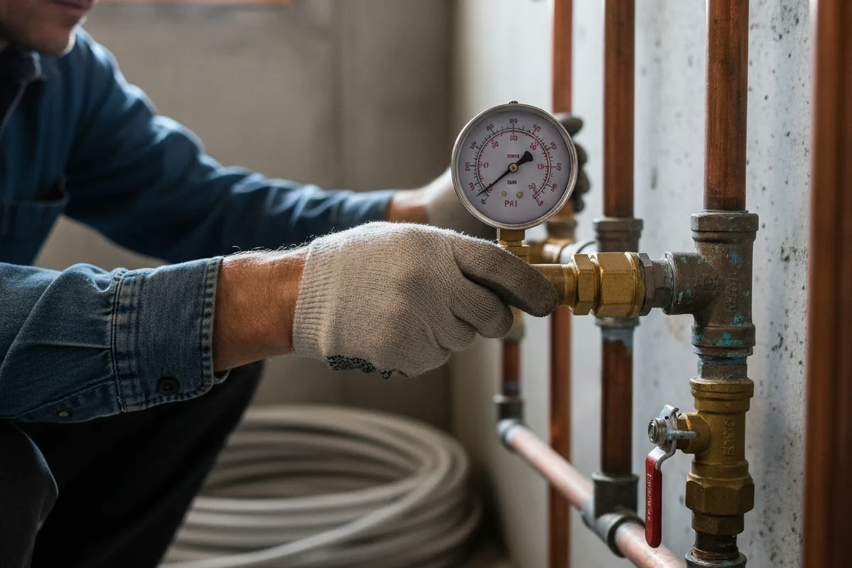 Pressure testing a repaired line during Water Line Repair in Zarephath